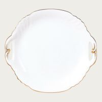 大倉陶園］ゴールドライン 27cm耳付プレート(ファンシー