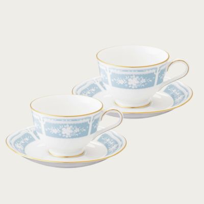 Noritake(ノリタケ) ファインポーセレン レースウッドゴールド ティー・コーヒー碗皿ペアセット