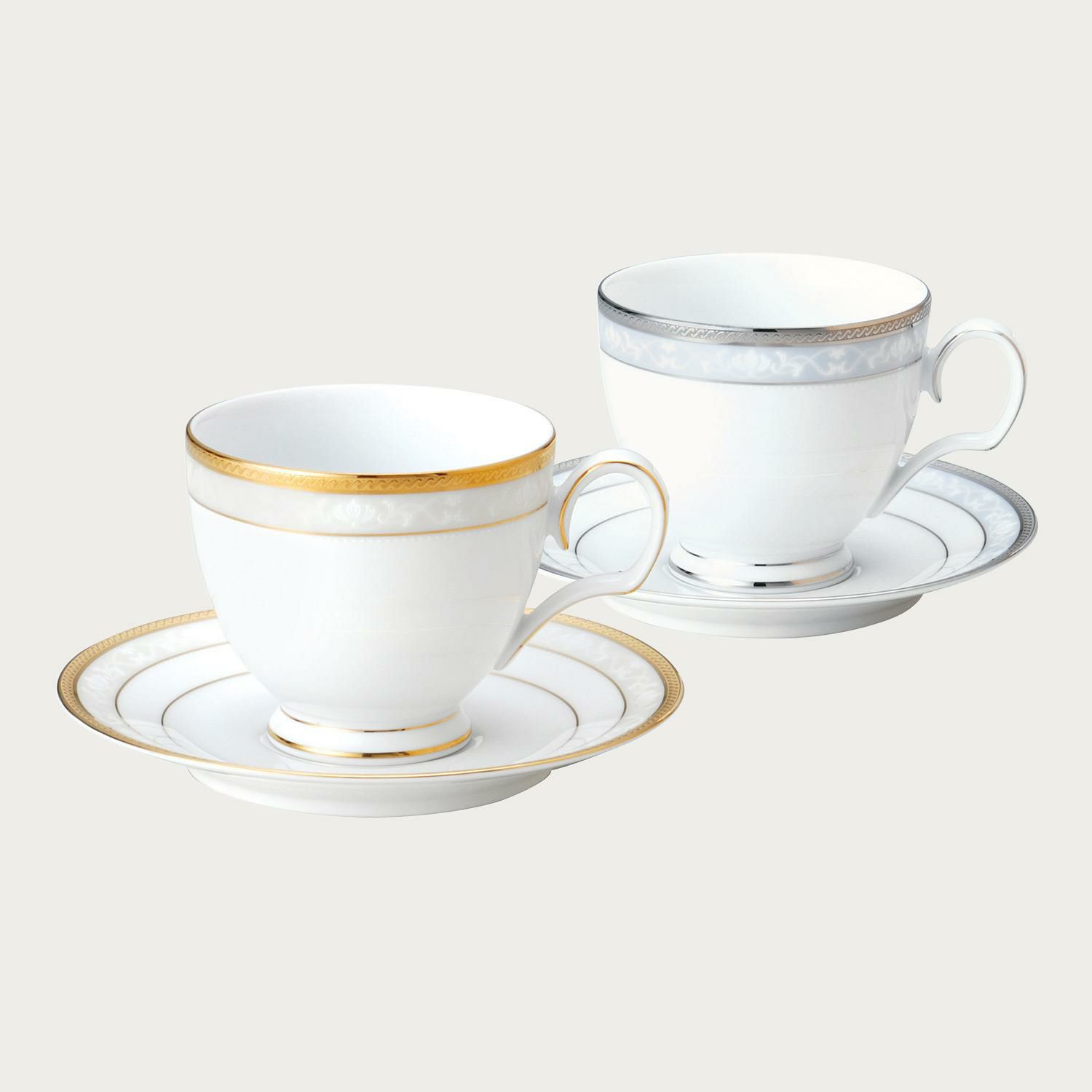 ハンプシャーゴールド&プラチナ カップ&ソーサーペア(金・銀 