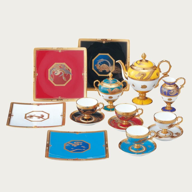 アンティーク食器☆4セット 26 pc Moss Rose 1950's Childs Tea Set Japan Crane Mark