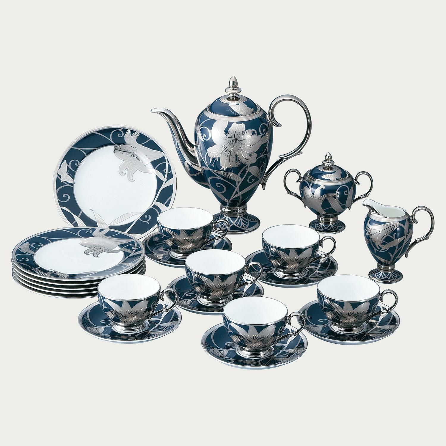 ☆Noritake ティーセット 6客セット カップ&ソーサー ティーポット 