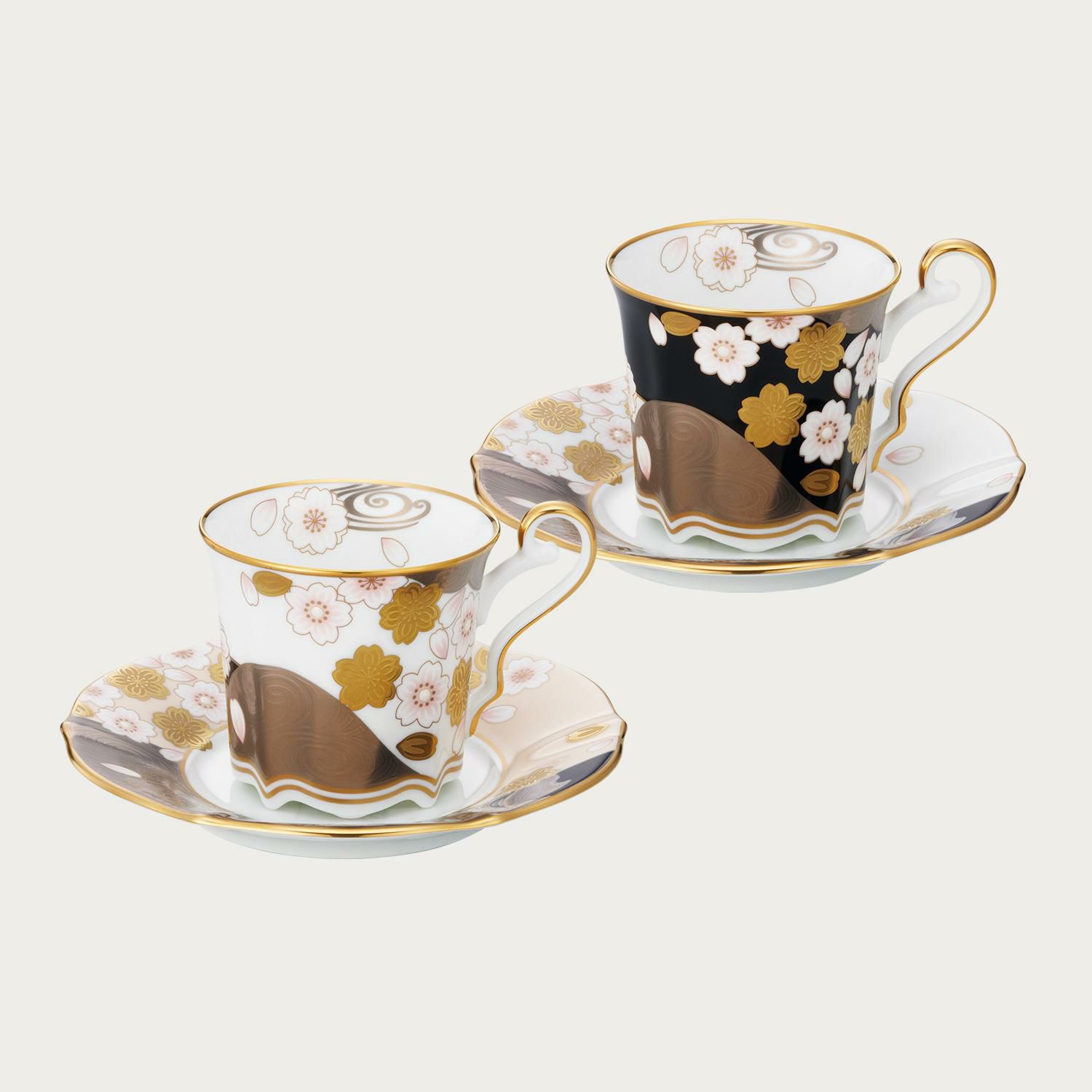 あやみなも コーヒーカップ&ソーサーペア(桜金銀彩・夜桜金銀彩 