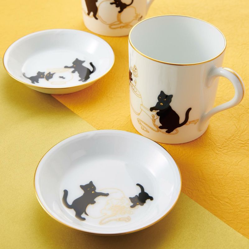 猫グッズのプレゼント人気おすすめ｜大倉陶園　黒猫親子-縁起物語-Ⅱ マグカップ
