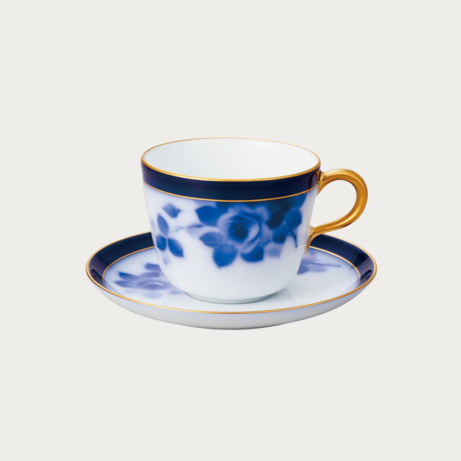 大倉陶園］ ブルーローズ(8011R) モーニングカップ&ソーサー  