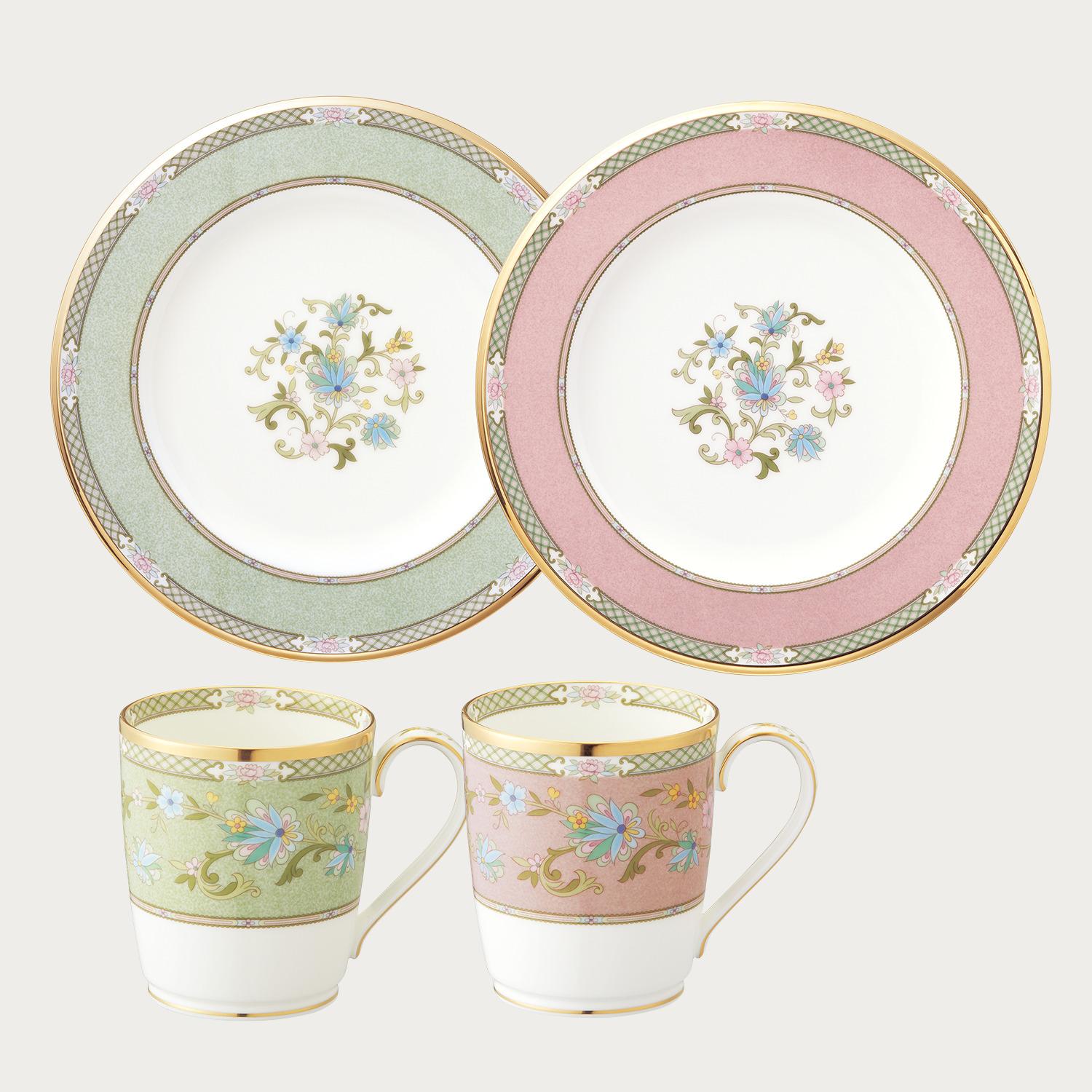 ヨシノ モーニングペア(グリーン・ピンク) | ノリタケ食器公式  