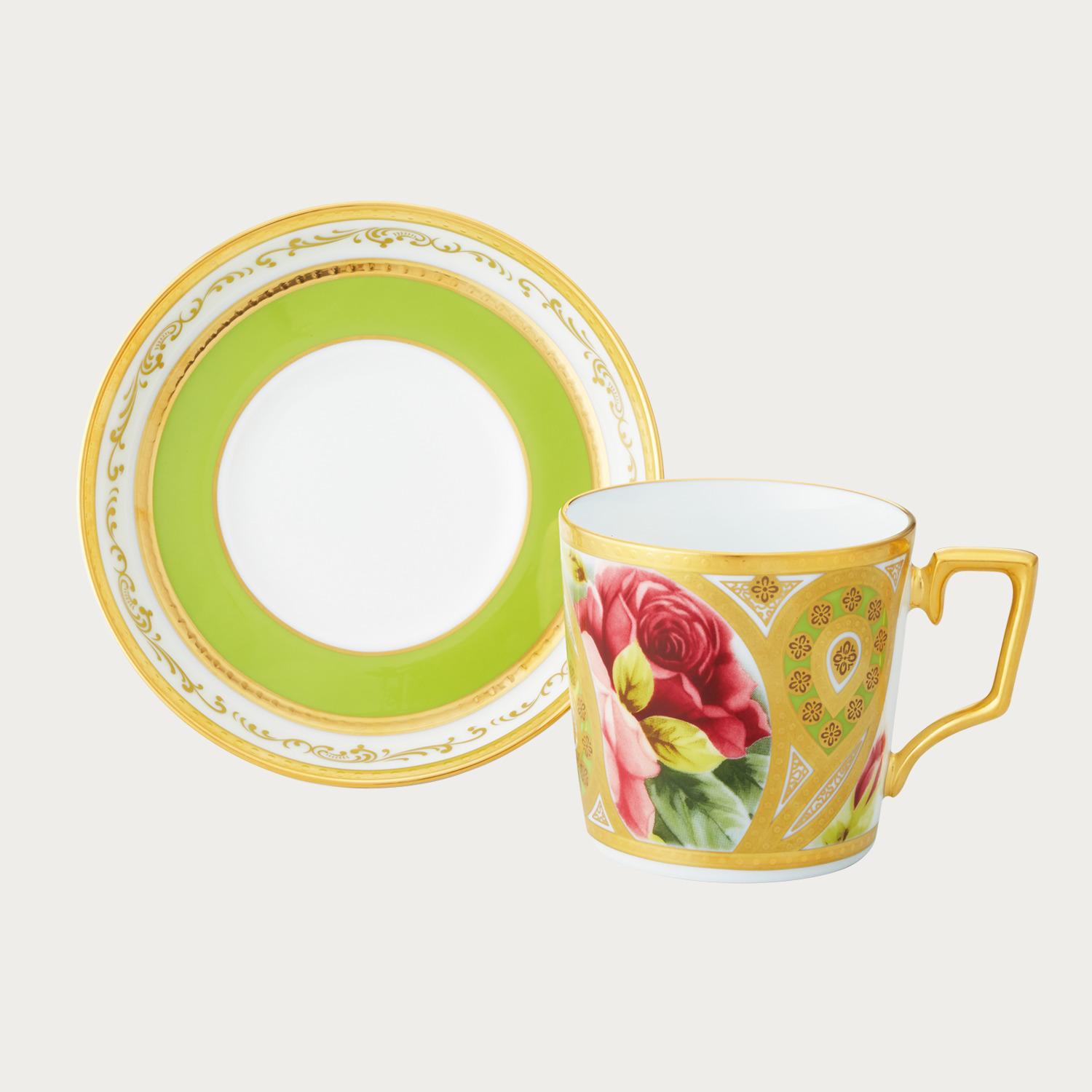 オマージュ コレクション コーヒーカップ&ソーサー(若草色絵薔薇文 