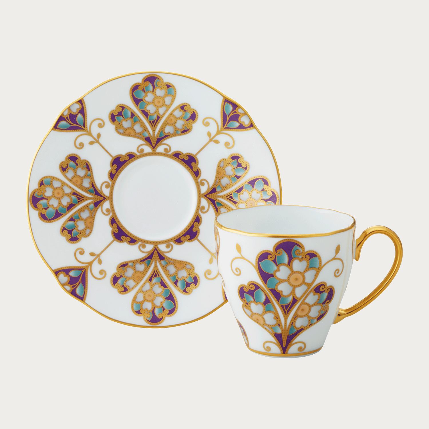 オマージュ コレクション コーヒーカップ&ソーサー(雲母金彩花文 