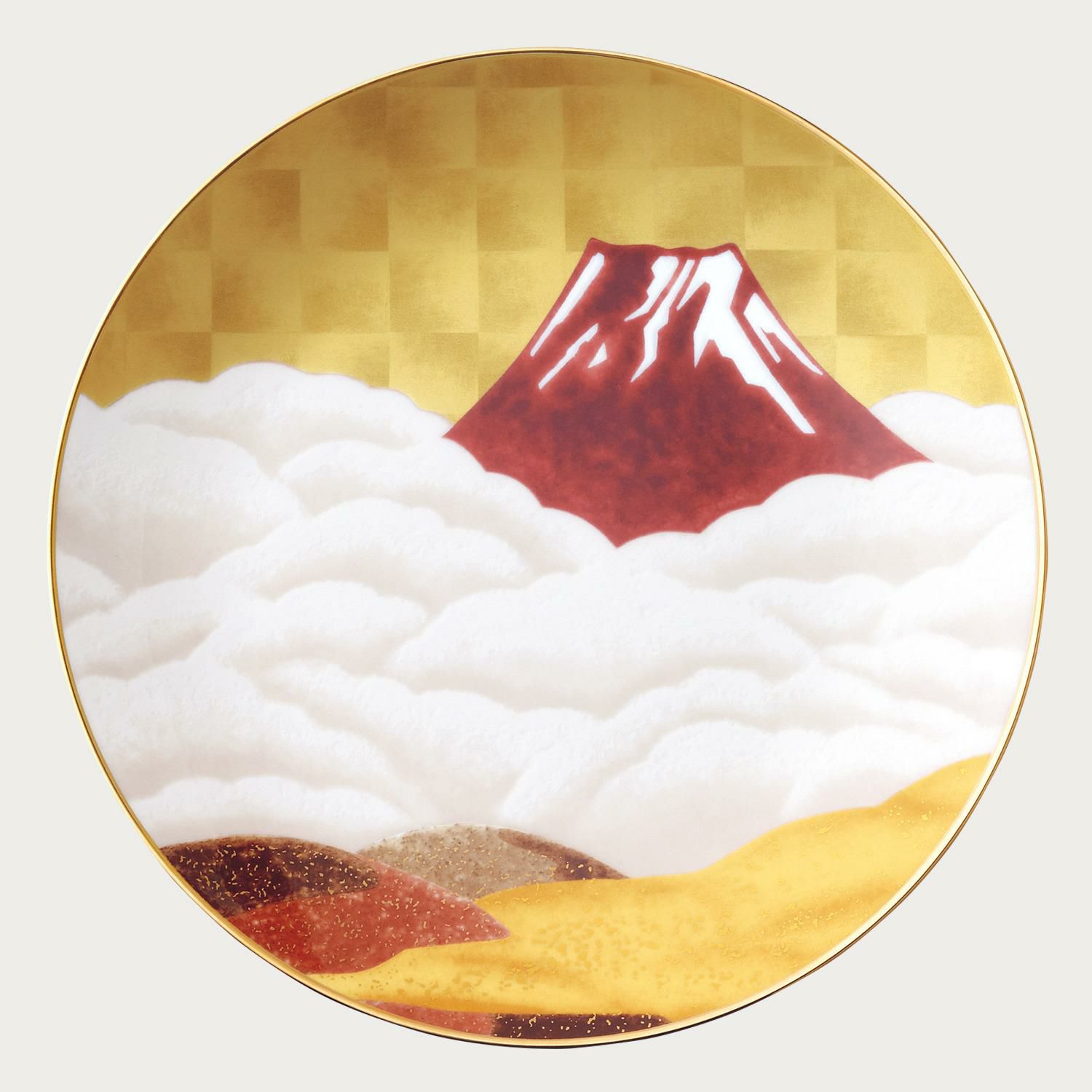 富士山 27cm額皿 赤富士 (皿立て付) | ノリタケ食器公式オンラインショップ