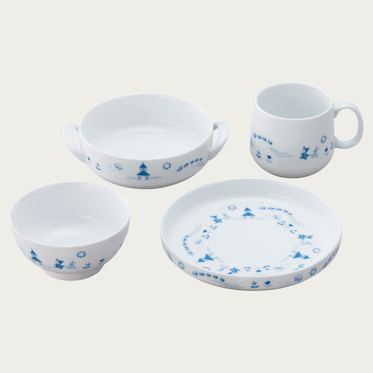 ファミリア子供食器NR/食器セットF(ブルー)(磁器) | ノリタケ食器公式 