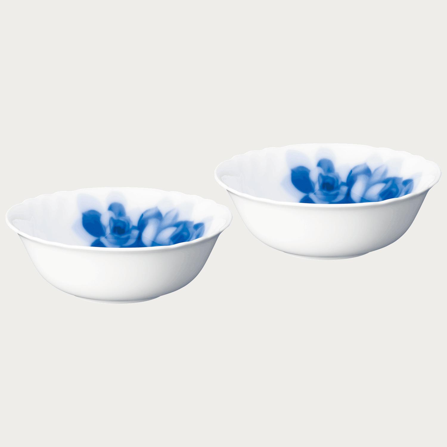 大倉陶園］ブルーローズジャネット 15cmポリッジボウルペアセット 
