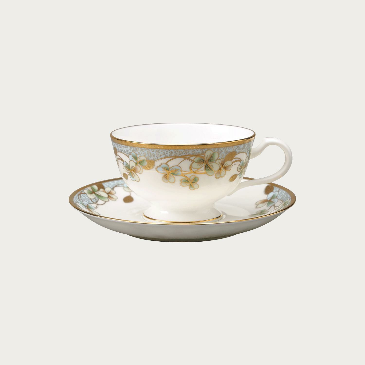 ノリタケ アーカイブコレクション カップ&ソーサー(色絵金彩クローバー 