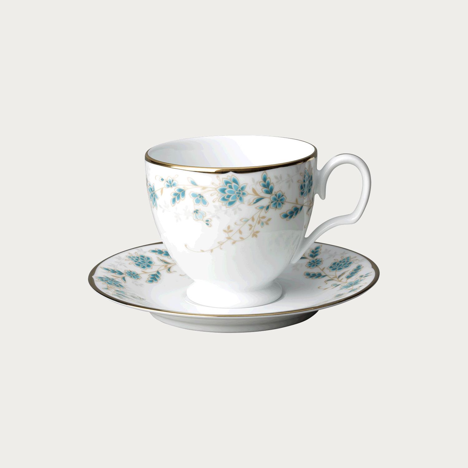 □特別価格□ターコイズ唐草柄 カップ＆ソーサー(5客) | ノリタケ食器