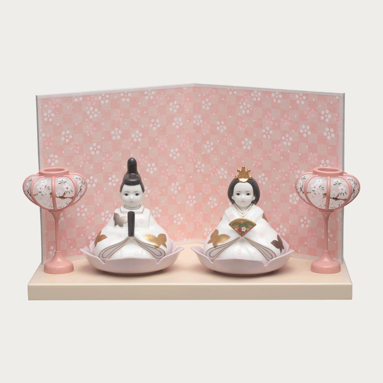 名入れアイテム プレゼントキャンペーン] 歳時記 ひな人形(桜色屏風